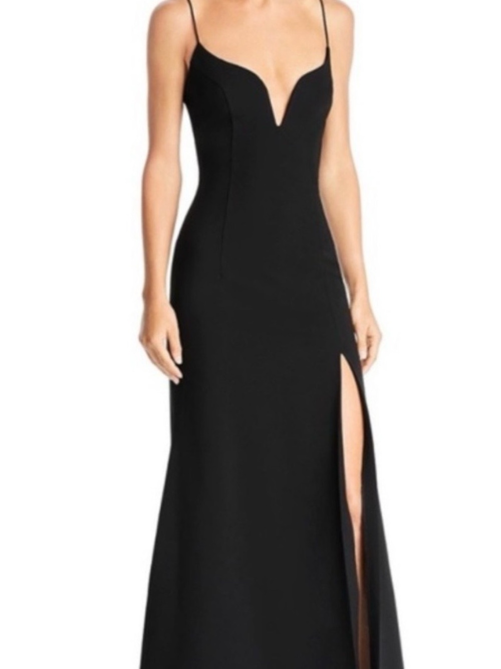 JILL STUART Elegant Black Gown with perfectly angled Vneck & high leg slit